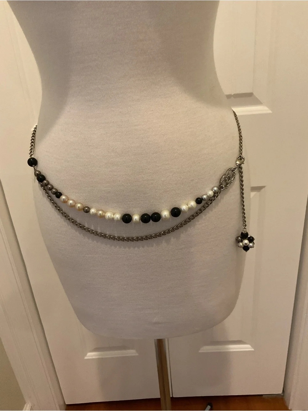 Chanel Beaded Marble Flower Belt Necklace Vintage